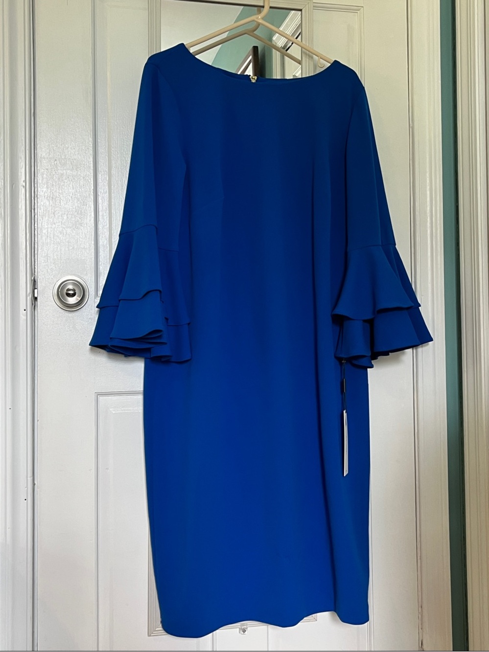 Calvin Klein - Women's Royal Blue Ruffle Sleeve Dress
